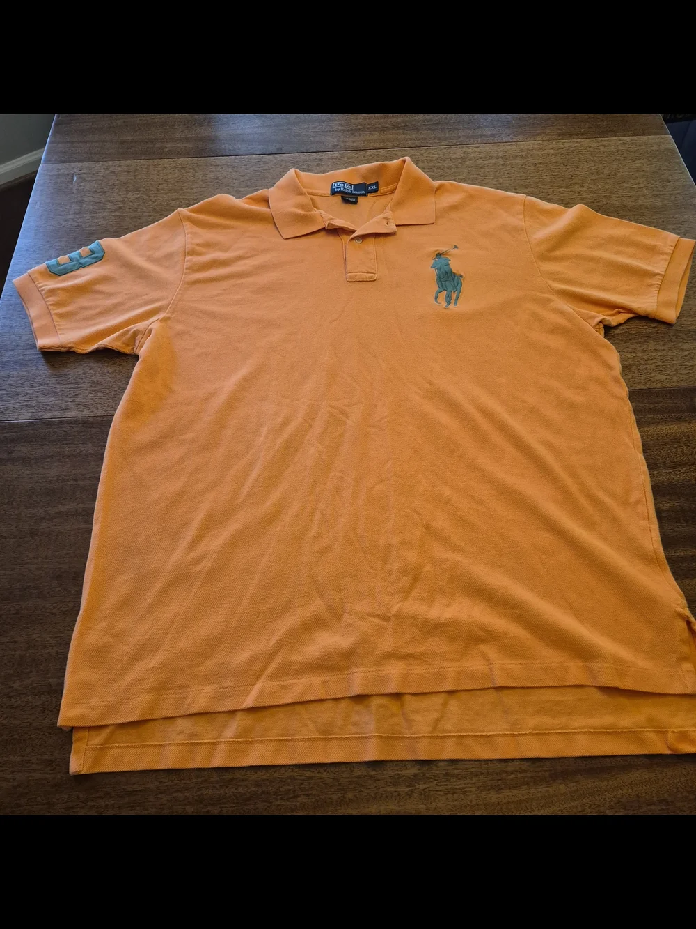 Polo by Ralph Lauren Orange Short-Sleeve Polo with Teal Large  Pony Size 2XL